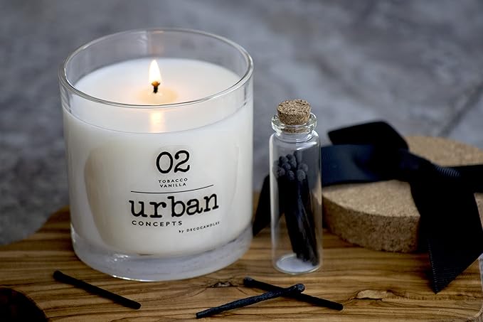 Urban Concepts by DECOCANDLES - White Tea & Bamboo - Highly Scented Soy Candle - Long Lasting - Hand Poured in USA (9 Oz. Cork)