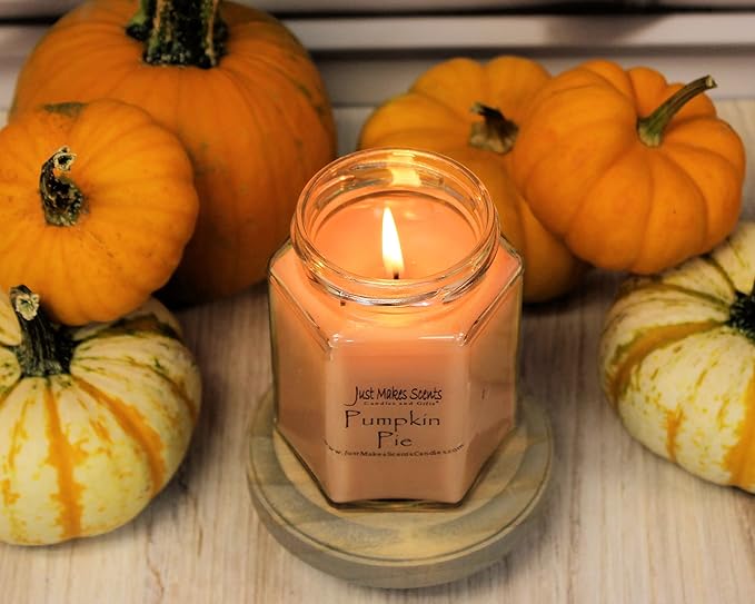 3 Pack - Pumpkin Pie Scented Blended Soy Candle | Hand Poured Fall Fragrance Candles | Made in The USA by Just Makes Scents
