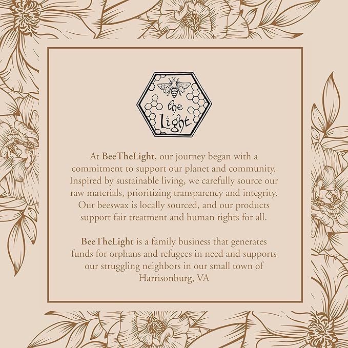 BeeTheLight Beeswax Jar Candle with Lid - Cinnamon Orange Clove Aromatherapy Candle - 25 Hours Burn Time - All Natural 100% Pure Beeswax Candle - Handmade Decorative Jar Candle