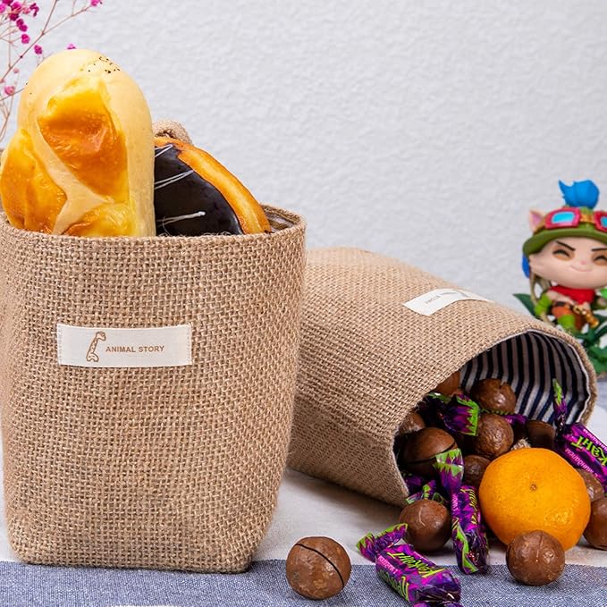 4 Pack Wall Hanging Storage Bags Hanging Storage Bags Cotton Linen Storage Basket Foldable Wall Hanging Basket Family Organizer Box Decorative Bag (Color as Shown)3.93 * 3.93 * 5.31