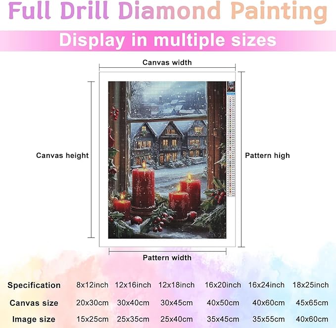 TMOLZ Holly & Berry Window Scene Diamond Set - 5D Romantic Wall Art for Couples, Festive Home Decor Craft Kit - 20x20 Inch