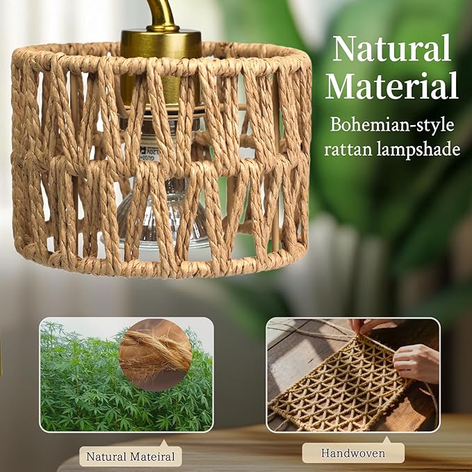 Candle Warmer Lamp,Adjustable Height with 2 Bulbs，Boho Rattan Candle Lamp with Dimmer & Timer, Flameless Fragrance Diffuser for Scented Wax Melts, Mothers Day and Birthday Gifts for Home, Office
