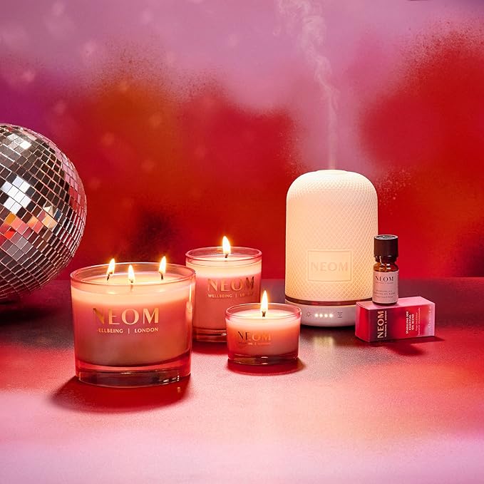 NEOM Sparkling Joy Travel Candle, 1 Wick, 75g I Ginger, Lime and Vetiver I 100% Naturally Derived Wax I 100% Natural Fragrances I Invigorating