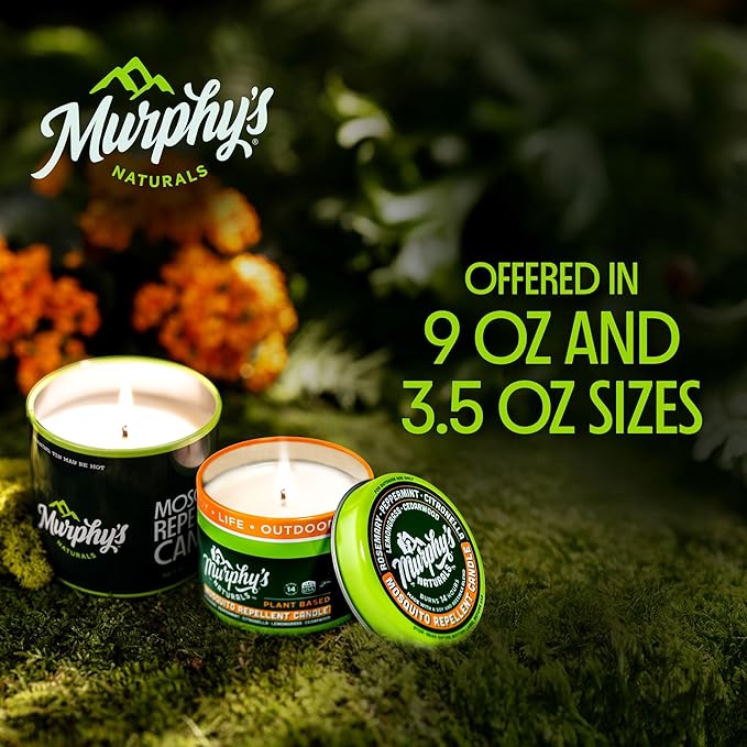 Murphy's Naturals Mosquito Bug Repellent Candle for Outdoor Patio, Citronella & Essential Oils, Soy/Beeswax Blend, 30-Hour Burn Time, 9 oz, 1-Pack