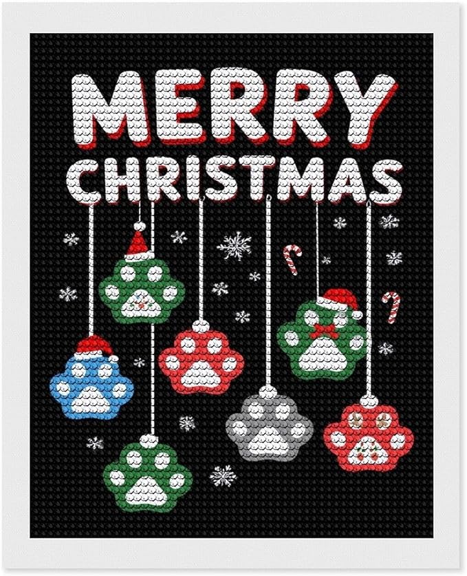 AIVKIEJK Diamond Painting Kits for Adults - Merry Christmas Paw Painting DIY 5D Full Drill Diamond Dots Paintings with Diamonds Gem Art and Crafts Home Decor 16"x20"