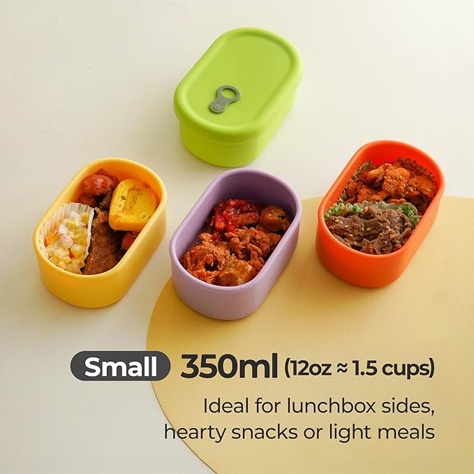 Premium Korean-Made Silicone Airtight Food Container with Steam Vent – BPA Free, Leakproof, Microwave & Freezer Safe Meal Prep. & Leftovers Storage (Green Apple, 12 floz)