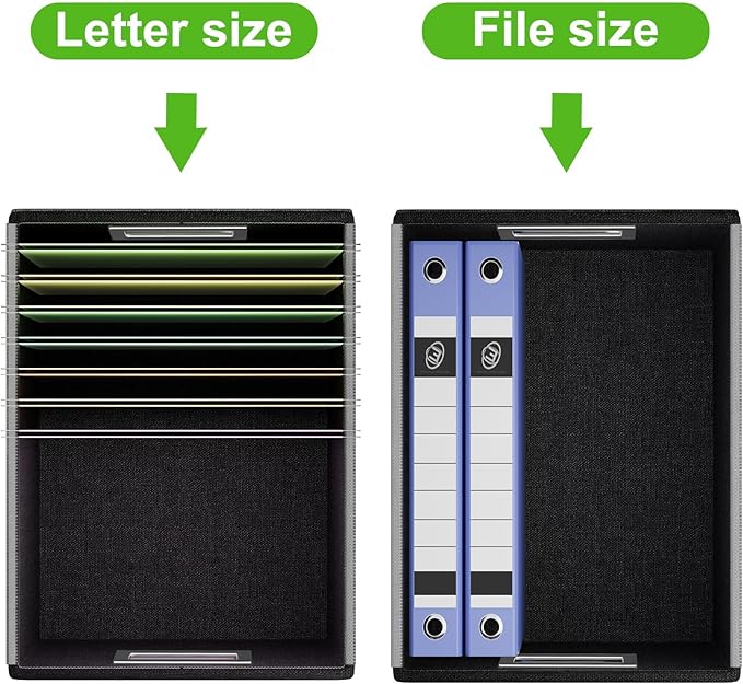 Huolewa Portable Leather File Organizer Boxes with Lids, Office Document Boxes Organizer, Filing Boxes, Decorative Small File Boxes for Hanging Files, File Cabinet for Office/Home - 4 Pack