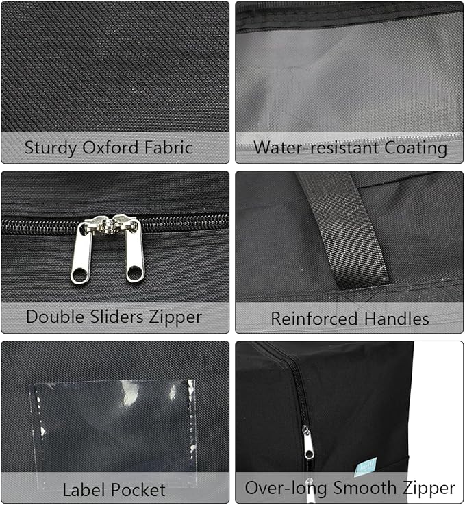 iwill CREATE PRO Pack of 2, 100L Large Size Ornament Festival Decoration Storage Bags, Good for Gift Wrapped Items, Moving Organizer Bags, Short Trip Tote Bags, Black