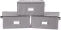 Covermates Keepsakes Zip-Top Storage Box Set, 3 Pack Heavy Duty Polyester Organizer Bins, Stackable Design, ID Window, Reinforced Handles, Closet Home Storage, Graphite