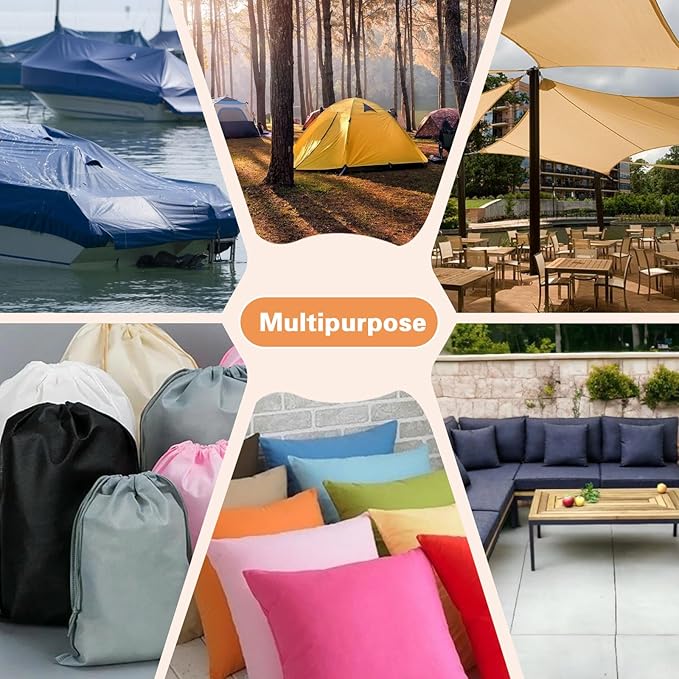 ANMINY 100% Waterproof Outdoor Fabric 8 Yards, 58" W 600D Marine Canvas Fabric with PVC Backing, Ripstop Upholstery Material by The Yard for Furniture Boat Covers Tent Awning, Orange