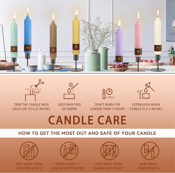4 Pack Handmade 7 inch Pumpkin Taper Candles Sticks Unscented Short Tapered Candle Ideal as Smokeless Long Burning Candlesticks for Halloween Thanksgiving Dinner Autumn Wedding Home Decor Candles
