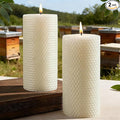 White Beeswax Pillar Candles, 2 Pack Hand-Rolled Beeswax Candles-90 Hours Long Burning, Handcrafted Honeycomb Bees Wax for Home, Bee Themed Gifts for Candle Lovers (2.8x6 in)