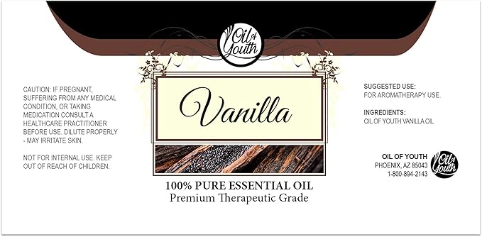 Oil of Youth Vanilla Essential Oil Pure Therapeutic Grade for Diffuser, Aromatherapy, Sleep & Skin Therapy – (16oz Bulk)
