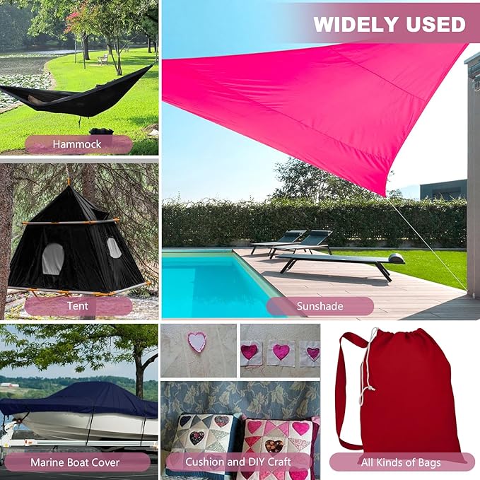 1200D Thicken Waterproof Canvas Fabric by The Yard 58" W Water-Resistant Polyester Fabric Heavy Duty Outdoor Upholstery Material for Chair Patio Cushion Furniture Cover Sewing DIY, 10 Yards Pink