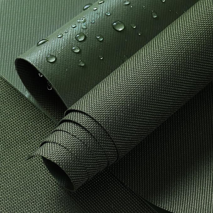 ANMINY 100% Waterproof Outdoor Fabric by The Yard, 58" W 600D Marine Canvas Fabric with PVC Backing, Ripstop Upholstery Material for Furniture Boat Covers Tent Awning, 1 Yard Army Green