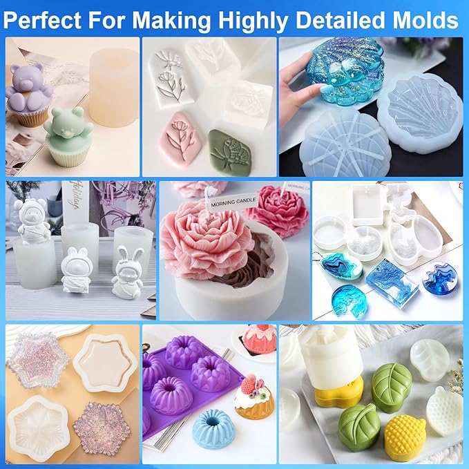 CHANGTIKEJI Silicone Mold Making Kit, 210 OZ Super Elastic Liquid Silicone for Fast Curing Translucent Silicone Rubber Casting Molds, Candle, Soap, Food