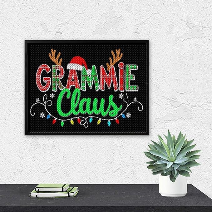 AIVKIEJK Diamond Painting Kits for Adults - Grammie Claus Grandma Christmas Xmas Painting DIY 5D Full Drill Diamond Dots Paintings with Diamonds Gem Art and Crafts Home Decor 12"x16"