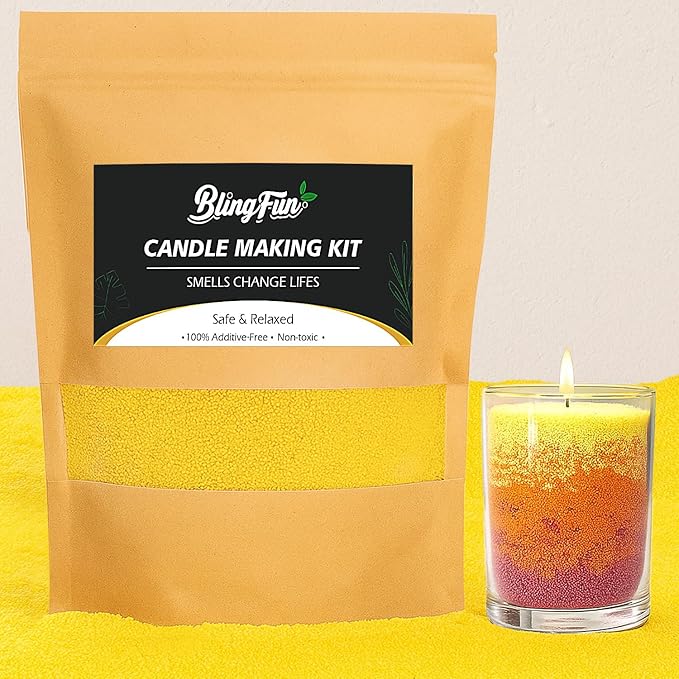 Snow Pearled Candles Sand-Refillable Sand Wax, DIY Candle Beads and Wicks, for Home Decor, Parties, Events-250g/9oz(Yellow)