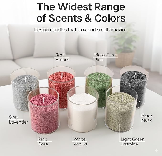 comforder Scented Candle Sand with Wicks, Pearled Candle, Wax Granules, 14oz Sand Wax Granules + 4 Wicks (Red, Amber)