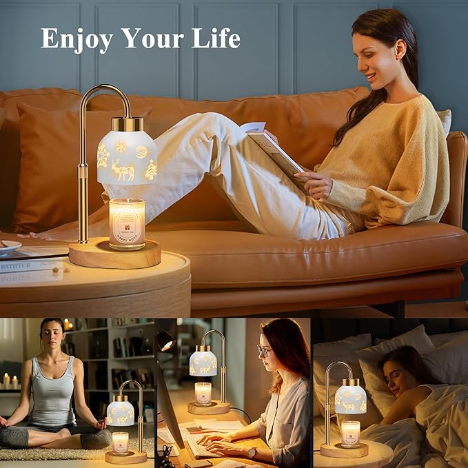Lukasa, Christmas Candle Warmer Lamp, with Timer and Dimmer, Adjustable Height Candle Lamp, Wax Melt Warmer for Scented Jar Candles, for Women Mom Girls Teens Adults
