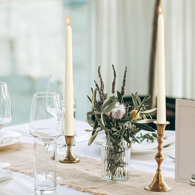 OSHINE 10 Inch Ivory Taper Candles - 36 Pack Long Taper Candle Dripless Unscented Smokeless & Emergency 7-8 Hours Long Burning Tall Candlesticks Ideal for Valentine, Weddings, Dinner Party