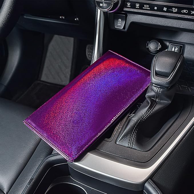 HERRIAT Car Registration and Insurance Card Holder,Glitter Leather Vehicle Glove Box Automobile Documents Paperwork Wallet Case Organizer for ID, Key Contact Information Cards,Men&Women
