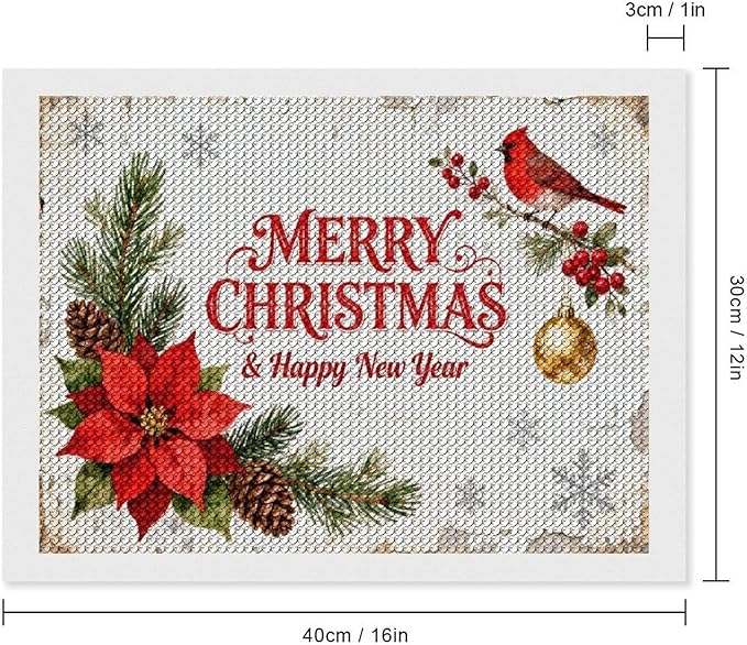 AIVKIEJK Diamond Painting Kits for Adults - Merry Christmas & Happy New Year Painting DIY 5D Full Drill Diamond Dots Paintings with Diamonds Gem Art and Crafts Home Decor 12"x16"