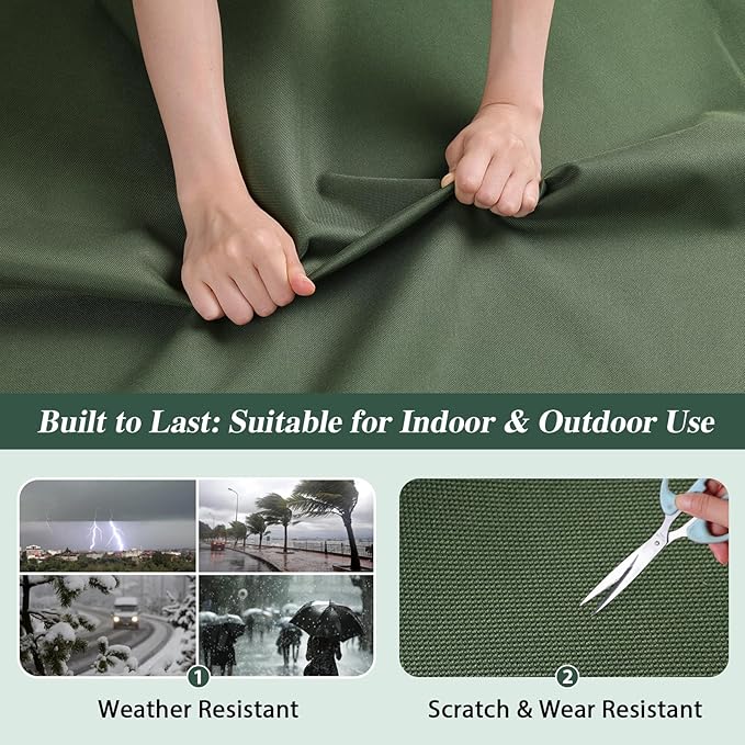 ANMINY 100% Waterproof Outdoor Fabric by The Yard, 58" W 600D Marine Canvas Fabric with PVC Backing, Ripstop Upholstery Material for Furniture Boat Covers Tent Awning, 1 Yard Army Green