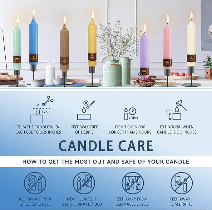 Unscented Taper Candles 7 in Small Candlesticks Light Green Candles 4 Pack for Dinner Household Wedding Party Home Décor