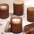 DEVI 14oz Amber Empry Glass Candle Jars for Making Candles (6 Pack), 3 Wick Candle Jars, Bulk Empty Candle Containers, Candle Tins Making Supplies for Gifts, Boho Cristmas Shelf Decor
