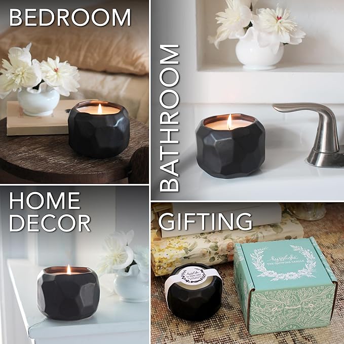 Hyggelight - The Growing Candle, Mint & Eucalyptus Scented, 13oz Ceramic Pot, Aromatherapy Candles, 100% Soy, Emma