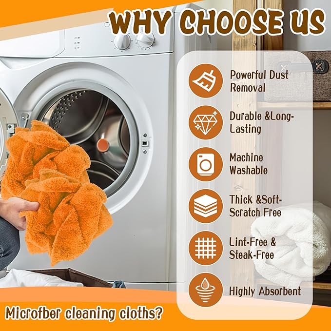4 Pcs Extra Large Microfiber Cleaning Cloth, 30"x20" Washable Reusable Floor Cloth for Squeegee Mop House Floor Kitchen Car Window Highly Absorbent, Lint and Streak Free (Orange)