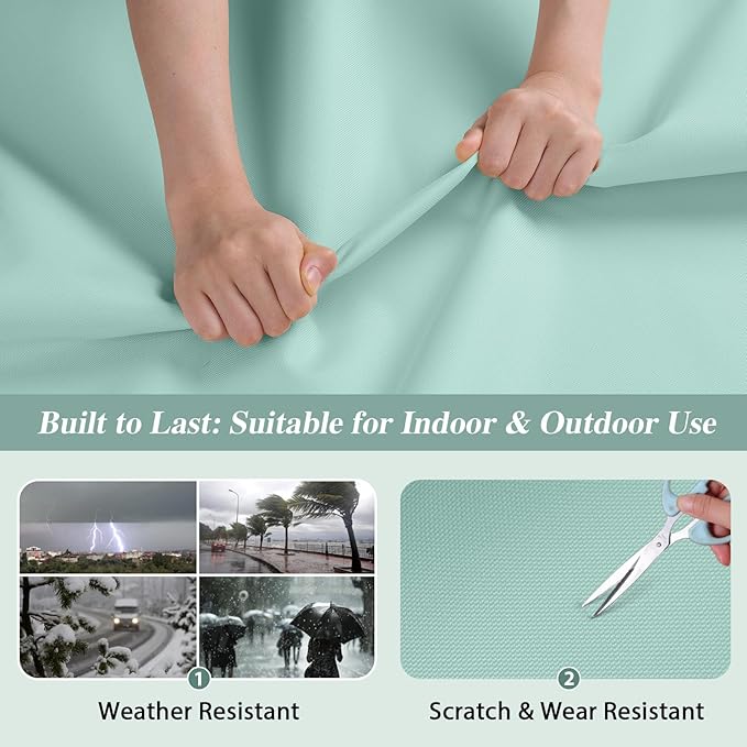 ANMINY 100% Waterproof Outdoor Fabric 5 Yards, 58" W 600D Marine Canvas Fabric with PVC Backing, Ripstop Upholstery Material by The Yard for Furniture Boat Covers Tent Awning, Aqua