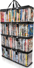 Made Easy Kit Clear View Media Storage Bag for DVDs, VHS & Video Game Cases- Protect Your Collection & Preserve The Quality of Your Cases - Stackable, Space-Saving, Fits 40 (Black DVD, 4-Pack)