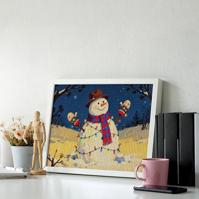 AIVKIEJK Diamond Painting Kits for Adults - Christmas Winter Snowman & Twinkling Painting DIY 5D Full Drill Diamond Dots Paintings with Diamonds Gem Art and Crafts Home Decor 12"x16"