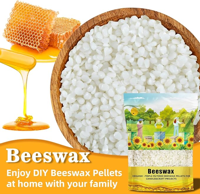 CARGEN White Beeswax Pellets - 900g Beeswax Pastilles Bees Wax Pellets Triple Filtered for DIY Making Candles Skin Care Lip Balm Soap Lotion and Soap Making Supplies for Christmas,Halloween