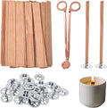 200 Pcs Wood Wicks for Candles Making, DIY Candle Wicks for Candle Making with Wick Trimmer, Replace Wooden Chip Lighter Wicks Holders, Natural Himemade Kit Functional Smokeless Long Lasting Flame