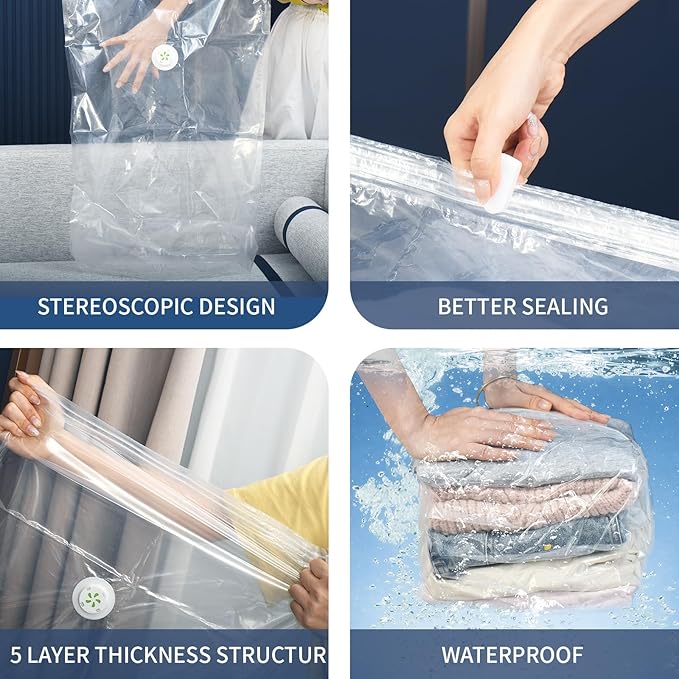 3 PACK Cube Vacuum Storage Bags,Jumbo Cube (31.4 * 39.3 * 14.9 Inch), Extra Large Vacuum Seal Bags for Clothing, Comforters, Blankets, Bedding, Closet Organization Space Saving
