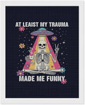 KIVJMSIDJA 5D Diamond Art Kits for Adults Skull Skeleton “At Least My Trauma Made Me Funny” Full Drill DIY Diamond Art for Home Wall Decor 16"x20"