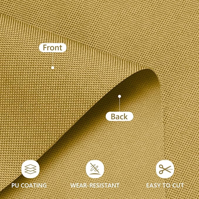 Waterproof Canvas Fabric by The Yard 58inch 600D Upholstery Material Polyester Fabric Outdoor Water Resistant Fabric for Sewing Chair Patio Cushion Purse Bag Interior, Pre Cut 5 Yard Tan