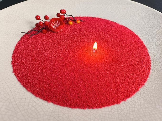 DRMAISON Pearled Candle Wax Sand DIY Kit - 35.3 oz, Bright Red, Non-Toxic&Smoke-Free, Refillable with 60 Wicks, Long-Lasting Flame, Highly Customizable for Wedding, Party&Holiday Decor