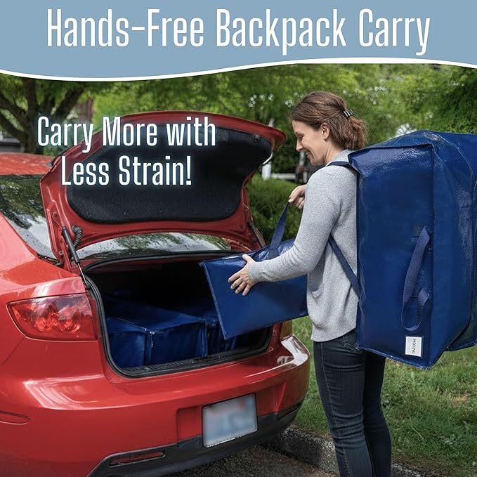 VENO 6 Pack Heavy Duty Moving Bags with Backpack Straps, Zippers & Handles, Extra Large Packing Bags for College Dorm Essentials, Moving Supplies Alternative to Cardboard Moving Boxes