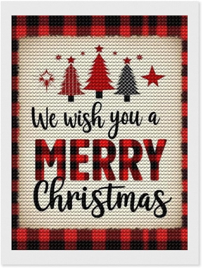 AIVKIEJK Diamond Painting Kits for Adults - Merry Christmas Welcome Painting DIY 5D Full Drill Diamond Dots Paintings with Diamonds Gem Art and Crafts Home Decor 12"x16"
