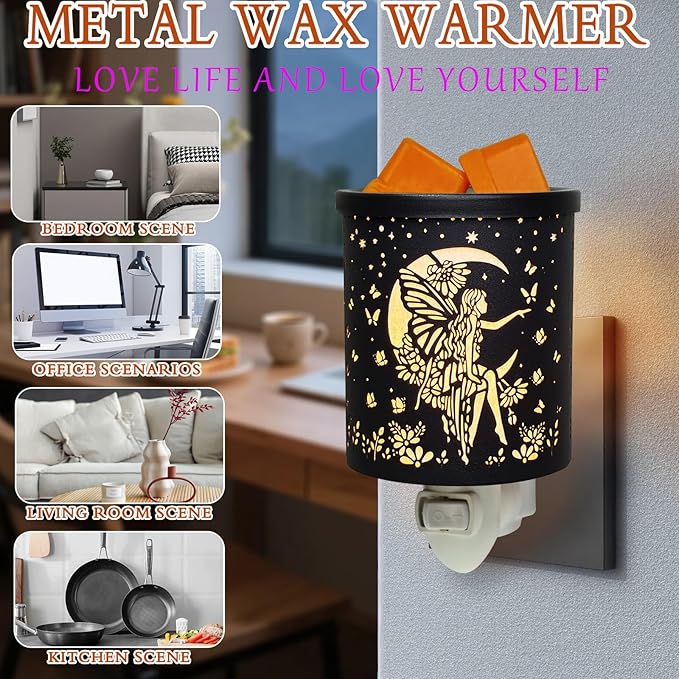 Plug in Wax Warmer Candle Wax Warmer for Scented Wax melt Warmer Electric Wax Burner Fragrance Oil Candle Warmer Office Bedroom Gift & Home Decor(Flower Fairy)