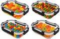 Glass Food Storage Containers Bowls with Airtight Snap Locking Lids for Meal Prep Leftovers Baking Lunch Boxes Dish (Black, 21oz Rectangle 4 Pack)