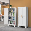 White Metal Storage Cabinet, 61" Steel Cabinets for Home Office, Kitchen Pantry Storage Cabinet with Doors and 3 Adjustable Shelves, Tool Cabinet, for Office, Home, Garage, School