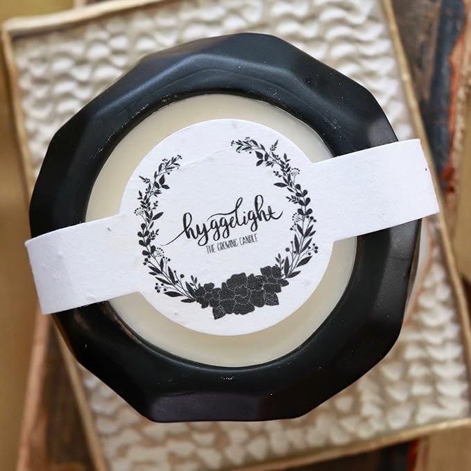 Hyggelight - The Growing Candle, Mint & Eucalyptus Scented, 13oz Ceramic Pot, Aromatherapy Candles, 100% Soy, Emma