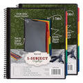 Samsill Spiral Folder Organizer (2-Pack)- 5 Dividers & 10 Pockets with Zipper Pouch, Multi Pocket Color Cordinated Folder Binder with Customizable Tabs, Document Organizer (Basic)