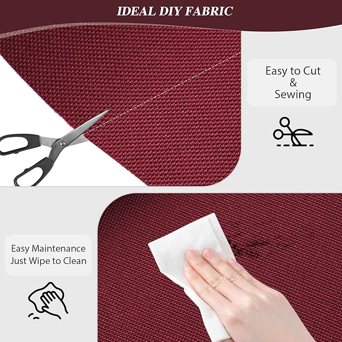ANMINY 100% Waterproof Outdoor Fabric 15 Yards, 58" W 600D Marine Canvas Fabric with PVC Backing, Ripstop Upholstery Material by The Yard for Furniture Boat Covers Tent Awning, Wine Red