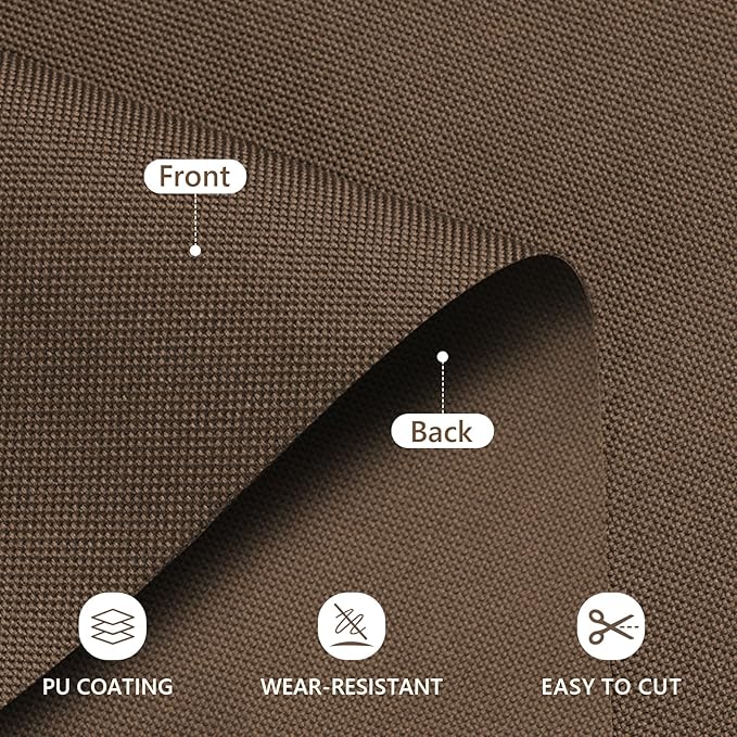 Waterproof Canvas Fabric by The Yard 58inch 600D Upholstery Material Polyester Fabric Outdoor Water Resistant Fabric for Sewing Chair Patio Cushion Purse Bag Interior, 12 Yard Brown